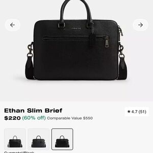 Ethan Slim Brief Black Leather Bag